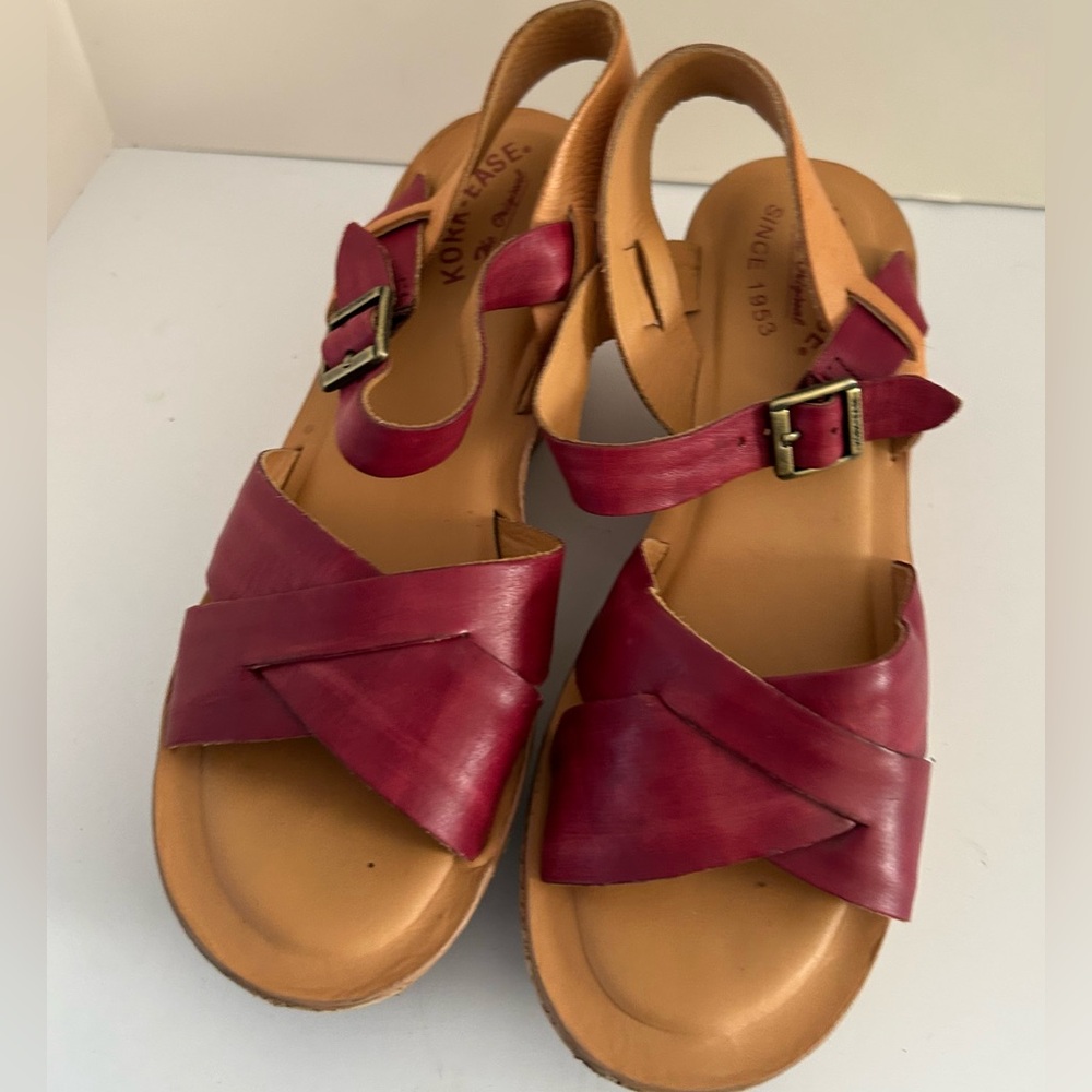 Kork-Ease Women's Red Leather Slingback Sandals